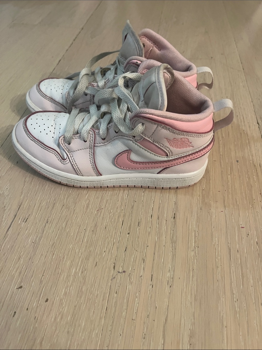 Nike Kids Pink and White Mid-Top Sneakers